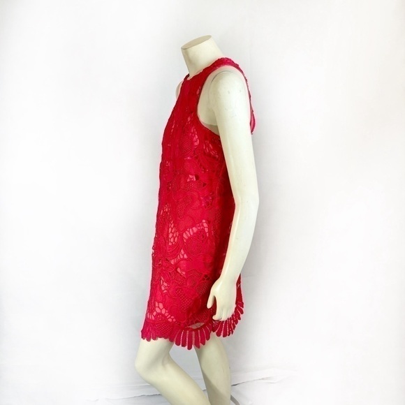 Lovers + Friends Red Crochet Lace Flapper Shift Cocktail Dress Size S - Picture 3 of 8